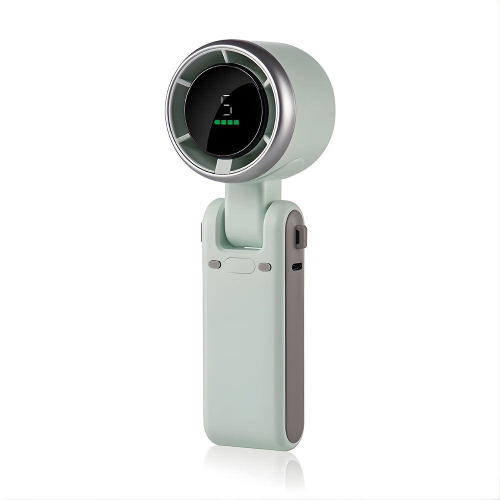 Inklapbare Handventilator met Digitaal Display – 3-in-1 Draagbare Ventilator met 5 Snelheden