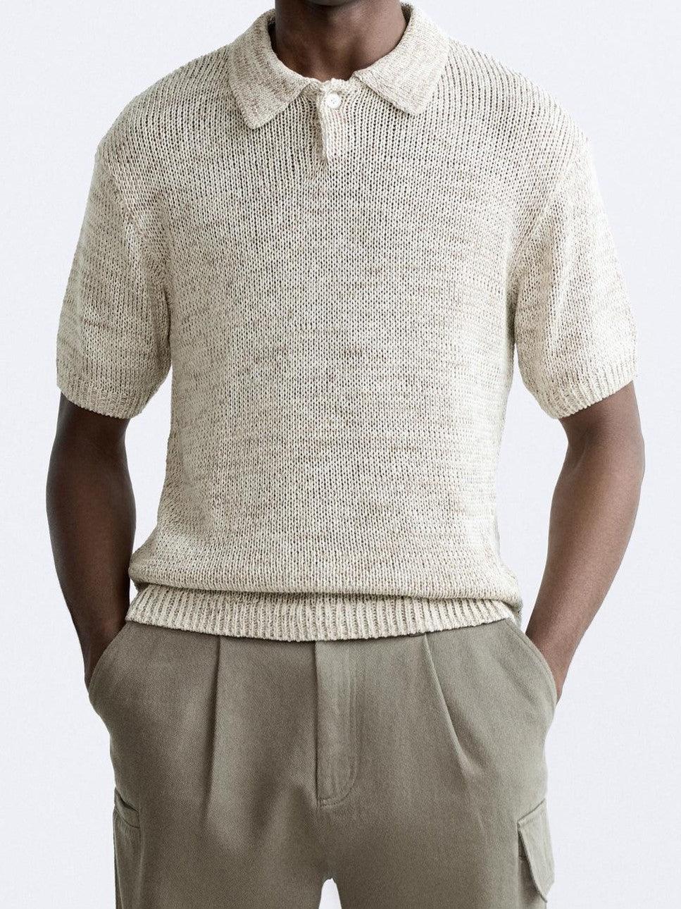 Gebreide Poloshirt Relaxed Fit Vintage Stijl