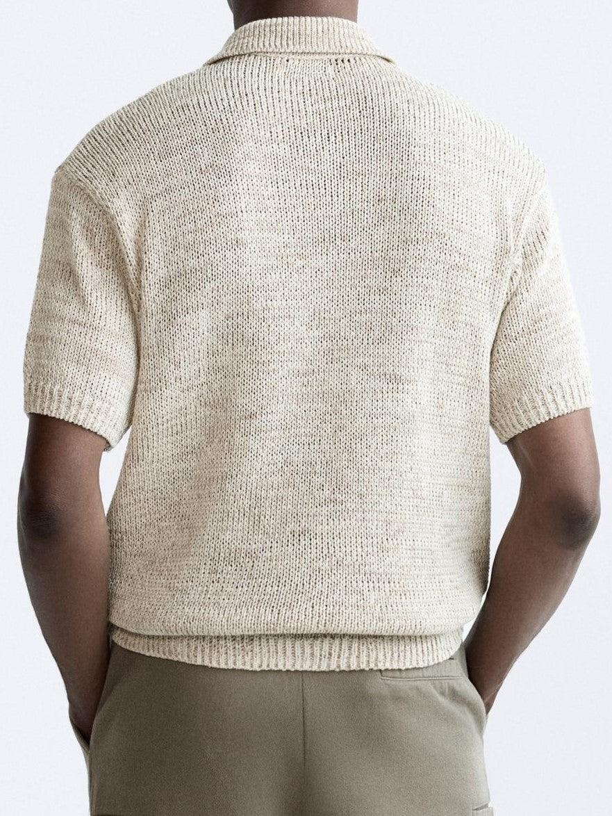 Gebreide Poloshirt Relaxed Fit Vintage Stijl