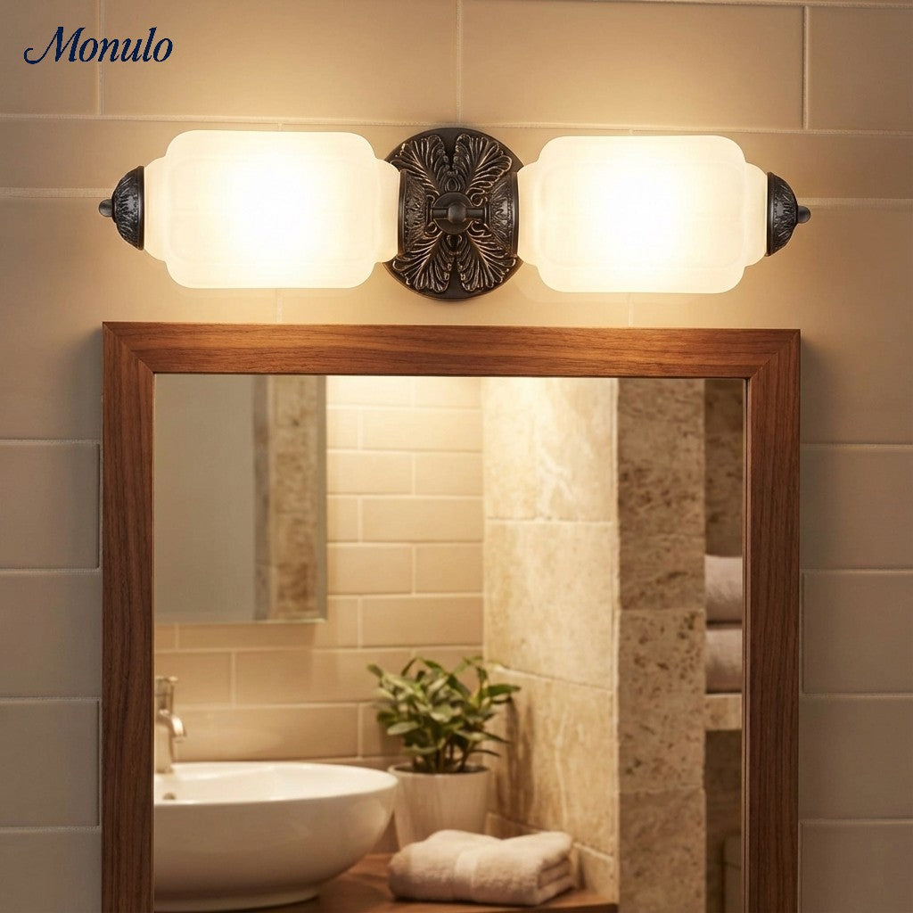Eloise Vintage Scalloped Milk Glass Wall Sconce - Modern Accent Lighting for Bathroom and Bedroom