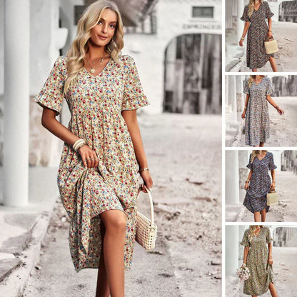 Vrouwelijke Zomerjurk Bloemendesign Casual