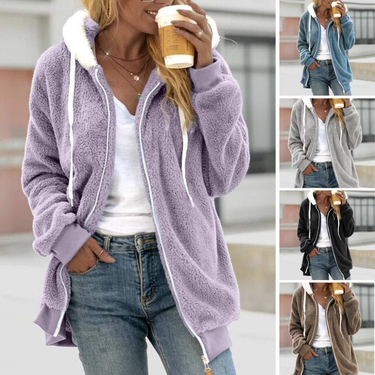 Dames Fleecejas met Capuchon Warm en Zacht - StudioMarella
