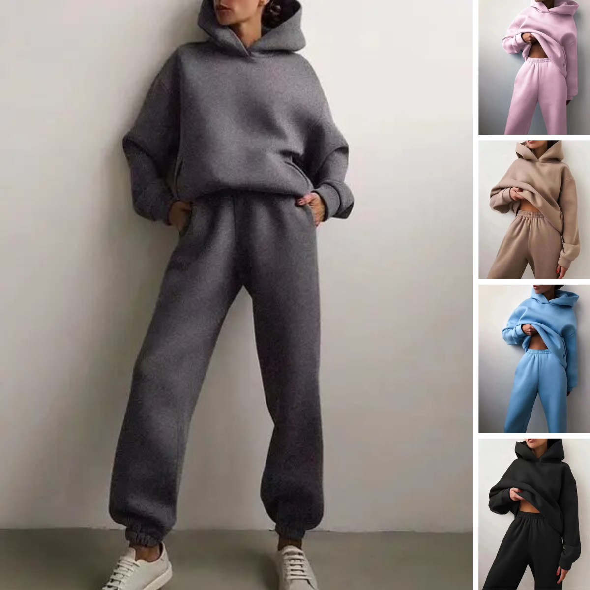 Adelia | Set van zachte sweatshirts met capuchon effen kleur