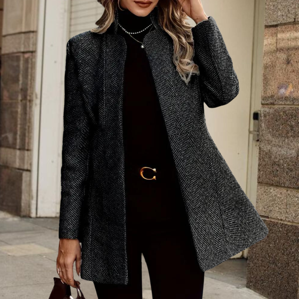 Dames Paddenjas Warm Elegante Winterjas Donkergrijs