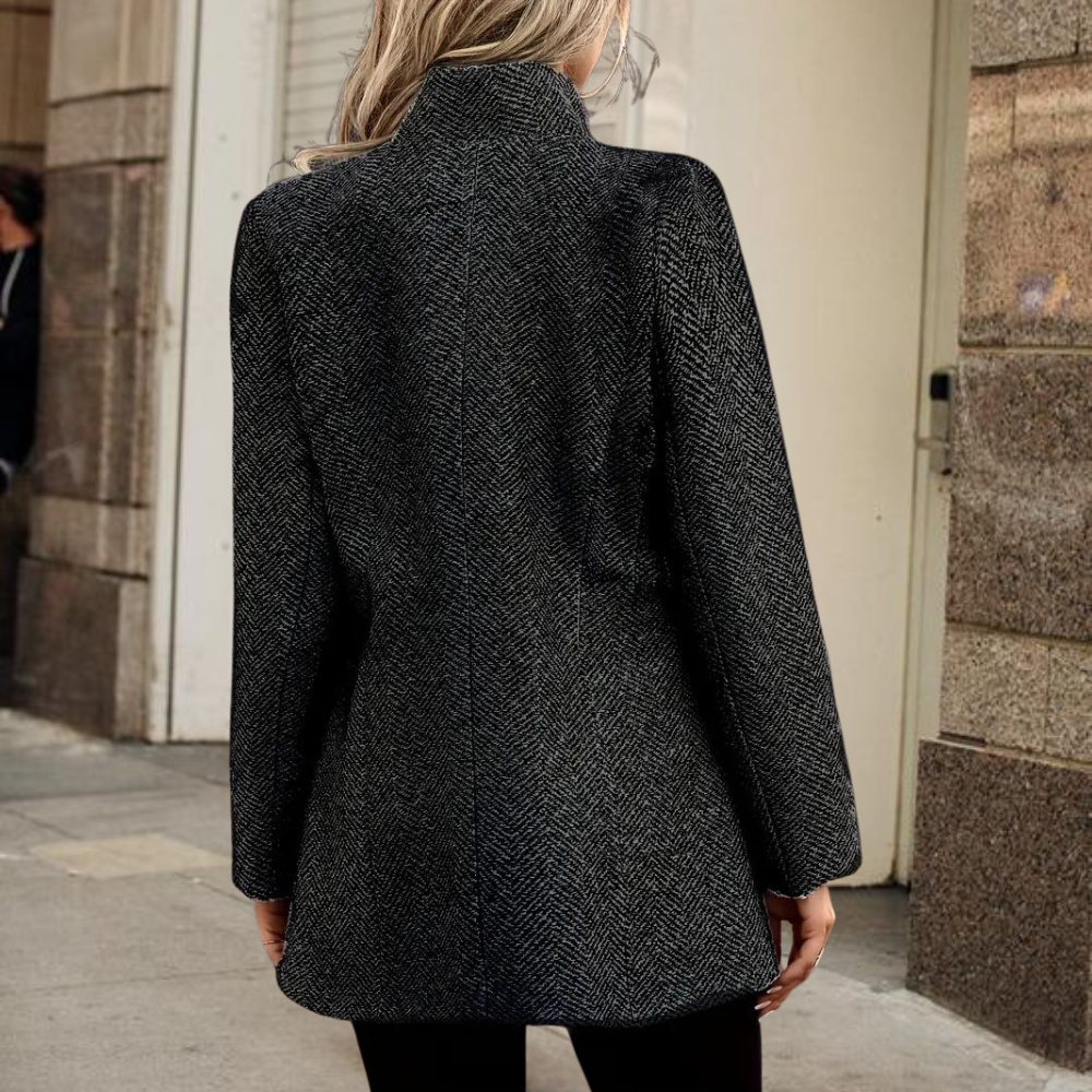 Dames Paddenjas Warm Elegante Winterjas Donkergrijs
