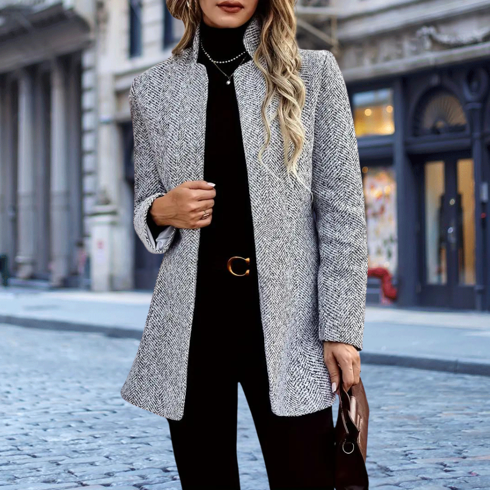 Dames Paddenjas Warm Elegante Winterjas Donkergrijs