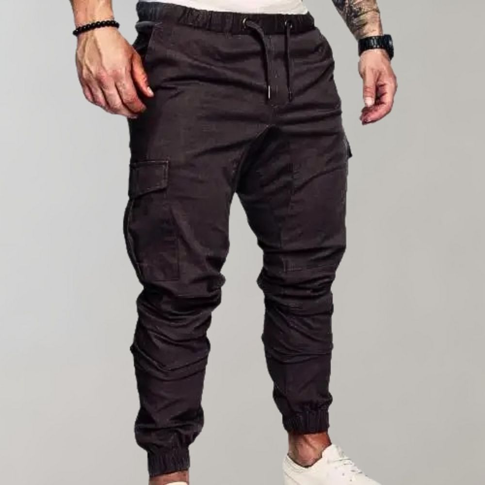 Heren Cargo Broek Losse Zittende Stijl Casual