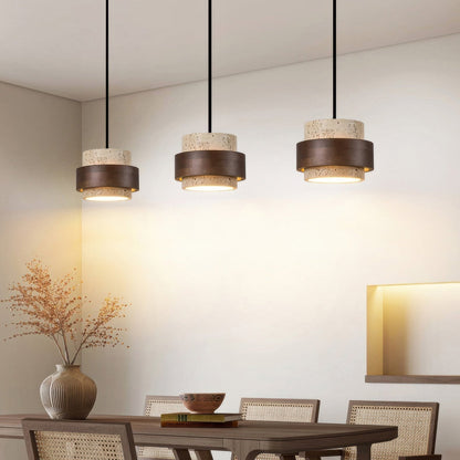 Ascend Retro Stenen Wabi-Sabi Hanglamp Travertijn Hout LED GX53 Eetkamer Verlichting Modern Minimalistisch