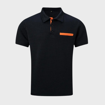 Poloshirt Wafelpatroon Contrastkleuren Mannen