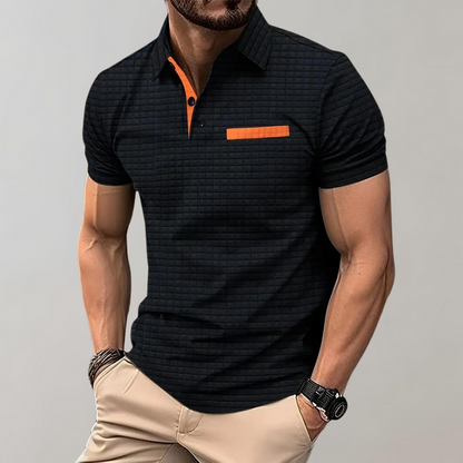 Poloshirt Wafelpatroon Contrastkleuren Mannen