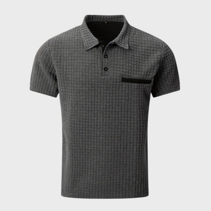 Poloshirt Wafelpatroon Contrastkleuren Mannen