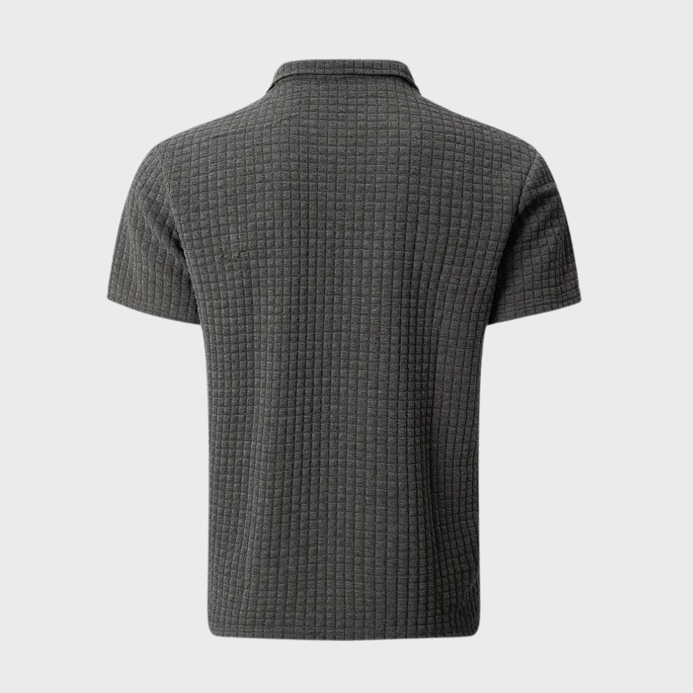 Poloshirt Wafelpatroon Contrastkleuren Mannen