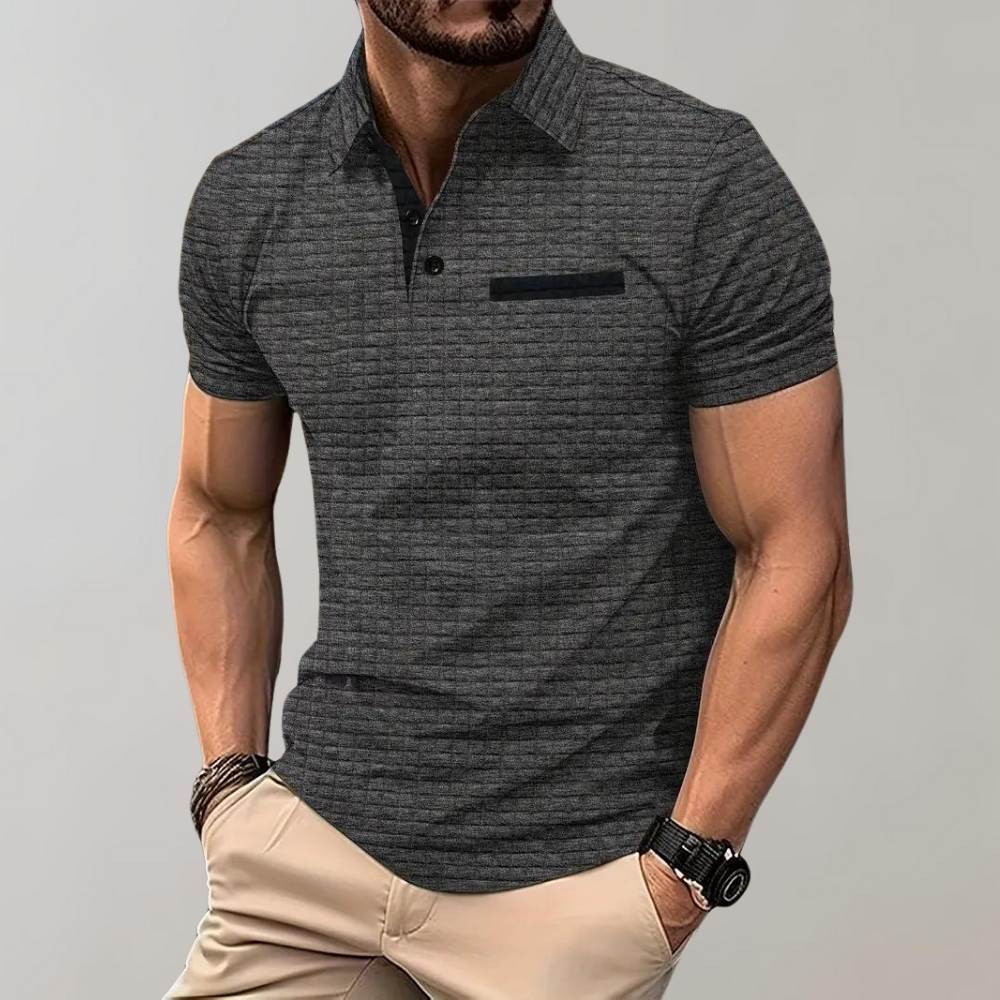 Poloshirt Wafelpatroon Contrastkleuren Mannen