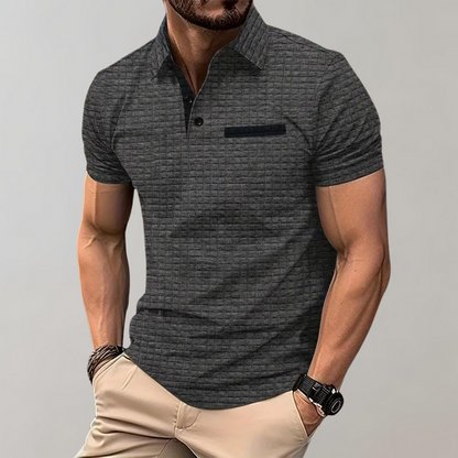 Poloshirt Wafelpatroon Contrastkleuren Mannen