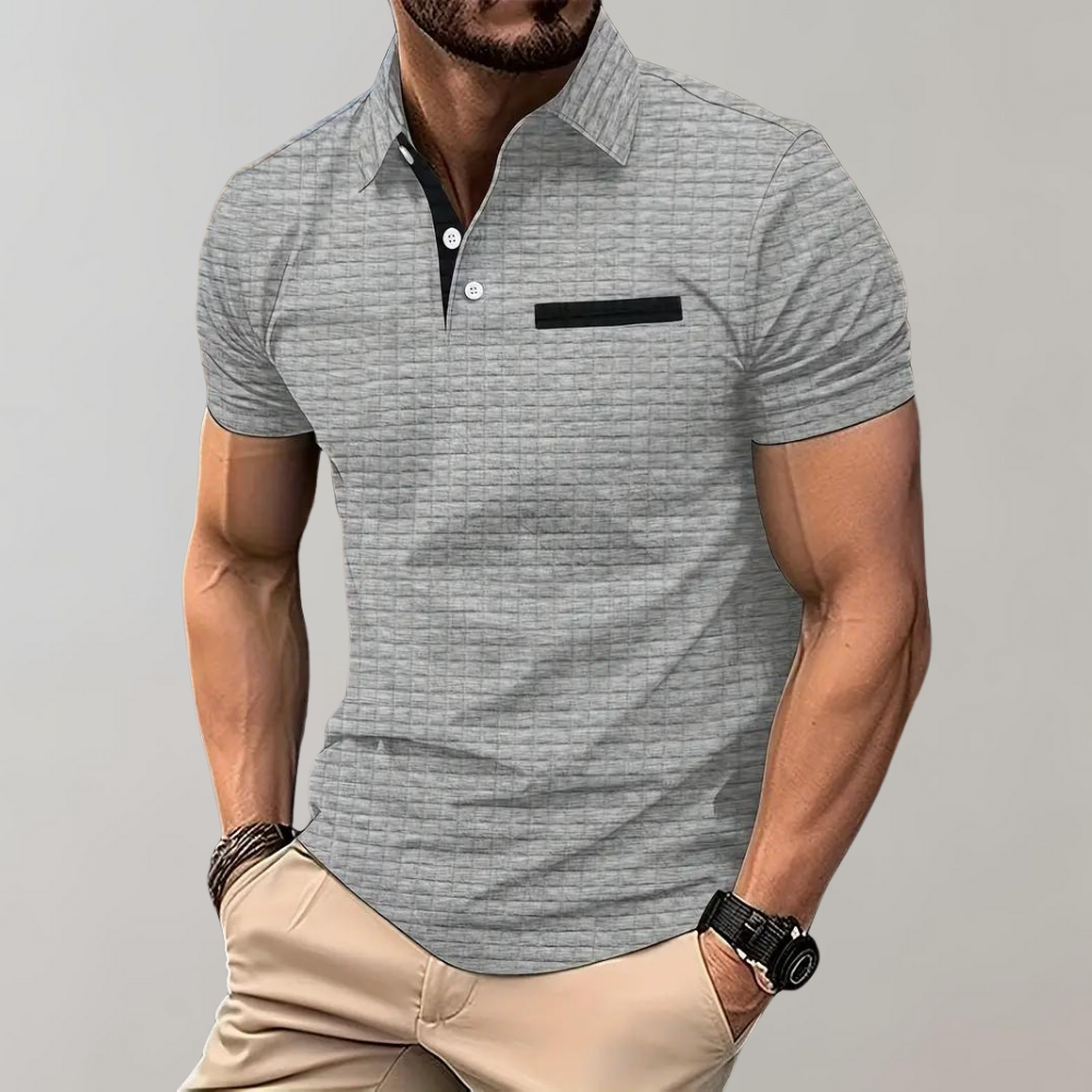 Poloshirt Wafelpatroon Contrastkleuren Mannen