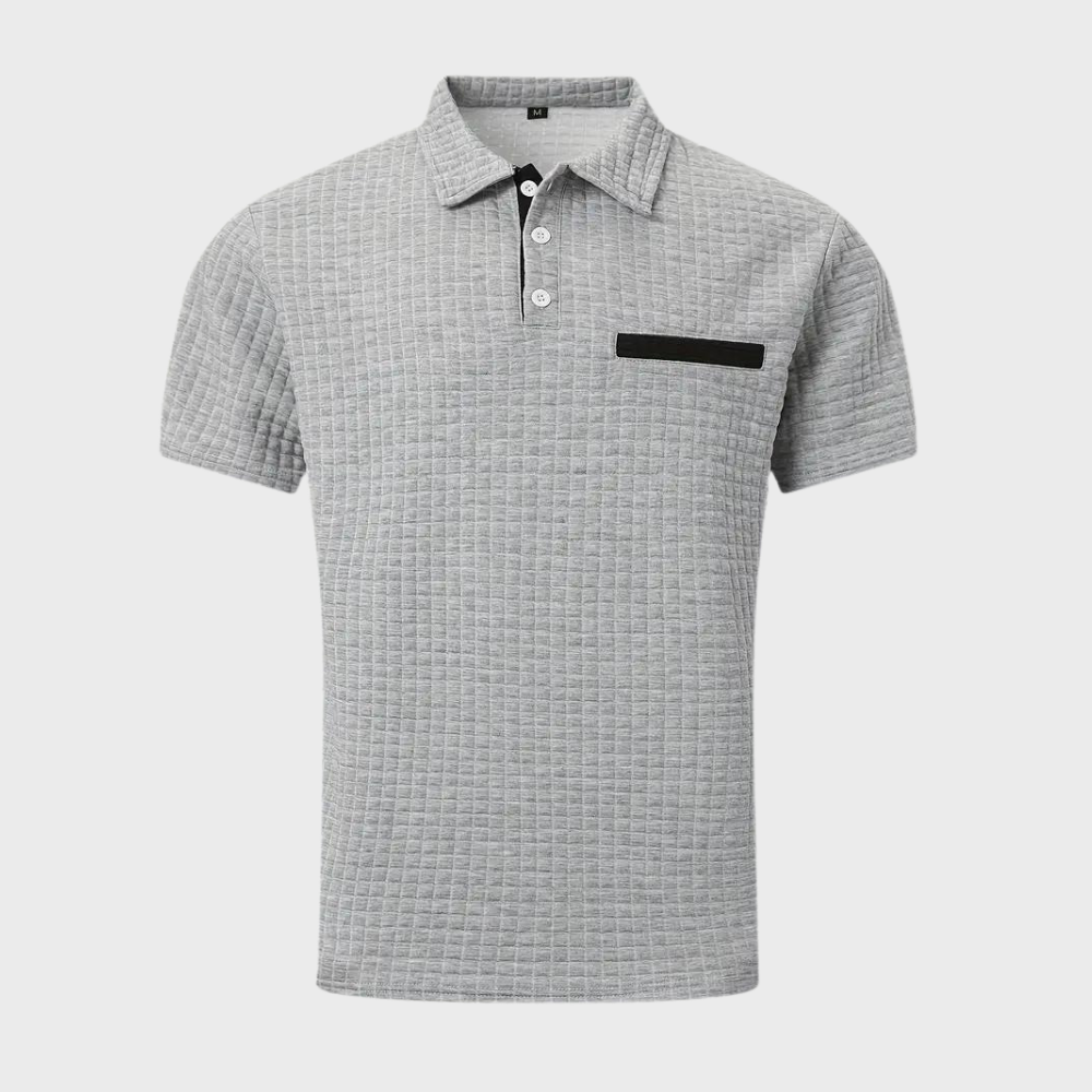 Poloshirt Wafelpatroon Contrastkleuren Mannen