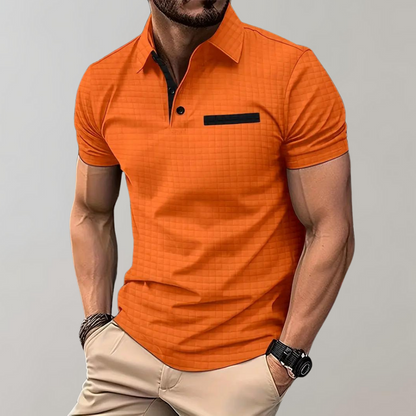 Poloshirt Wafelpatroon Contrastkleuren Mannen
