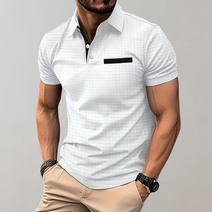 Poloshirt Wafelpatroon Contrastkleuren Mannen