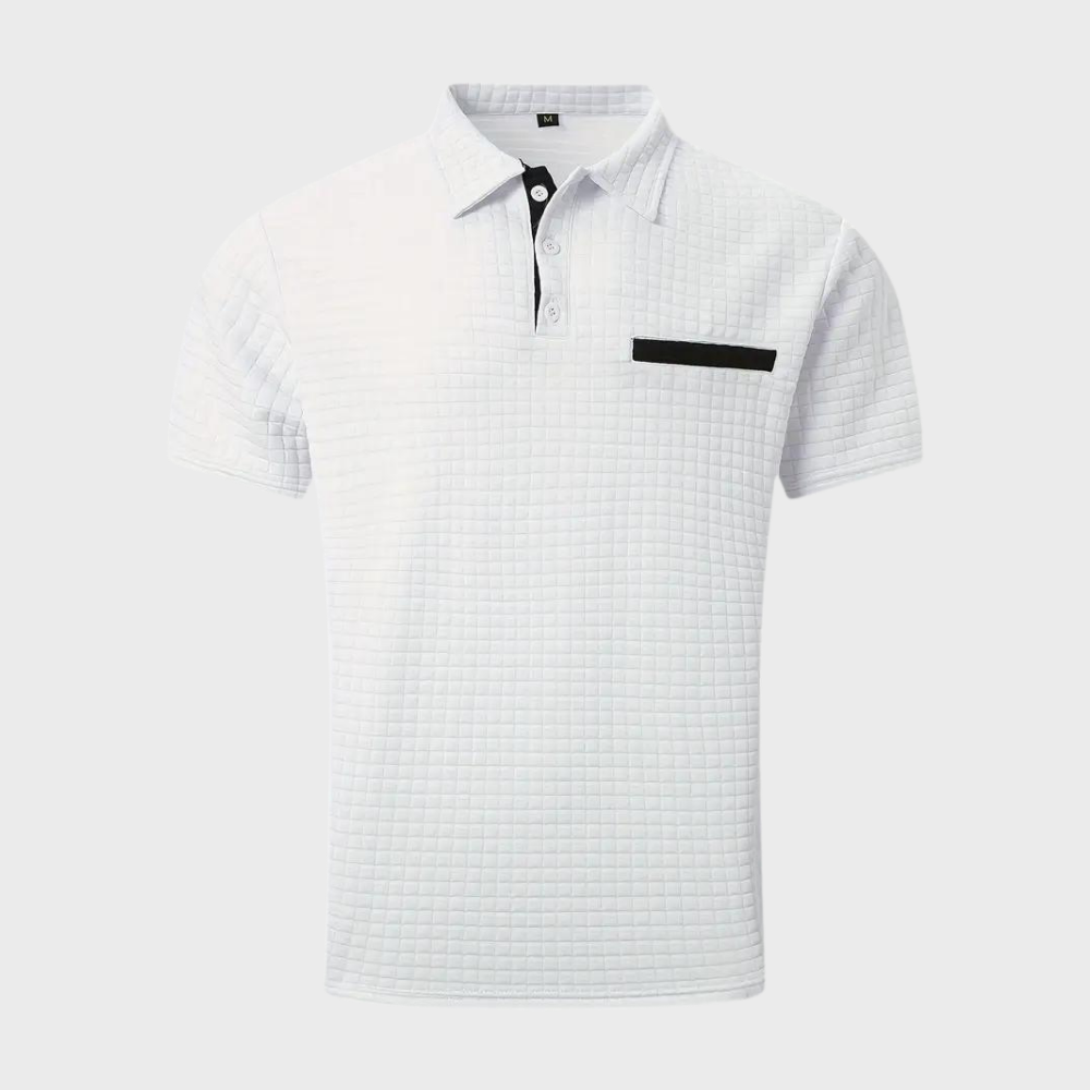 Poloshirt Wafelpatroon Contrastkleuren Mannen
