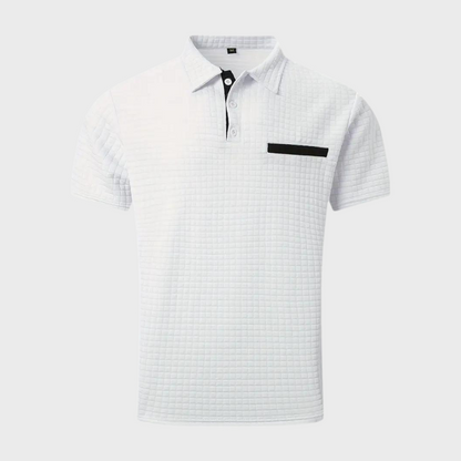 Poloshirt Wafelpatroon Contrastkleuren Mannen