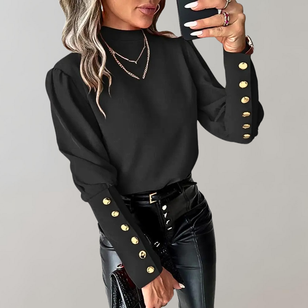 Dames Top met Gouden Knoopjes Elegant en Stijlvol - StudioMarella
