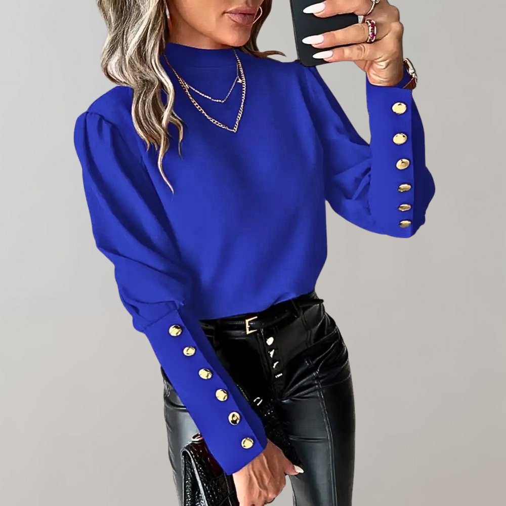 Dames Top met Gouden Knoopjes Elegant en Stijlvol