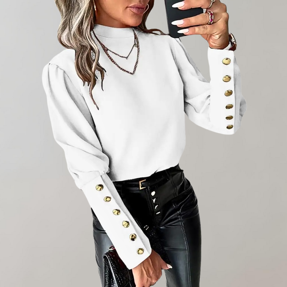 Dames Top met Gouden Knoopjes Elegant en Stijlvol