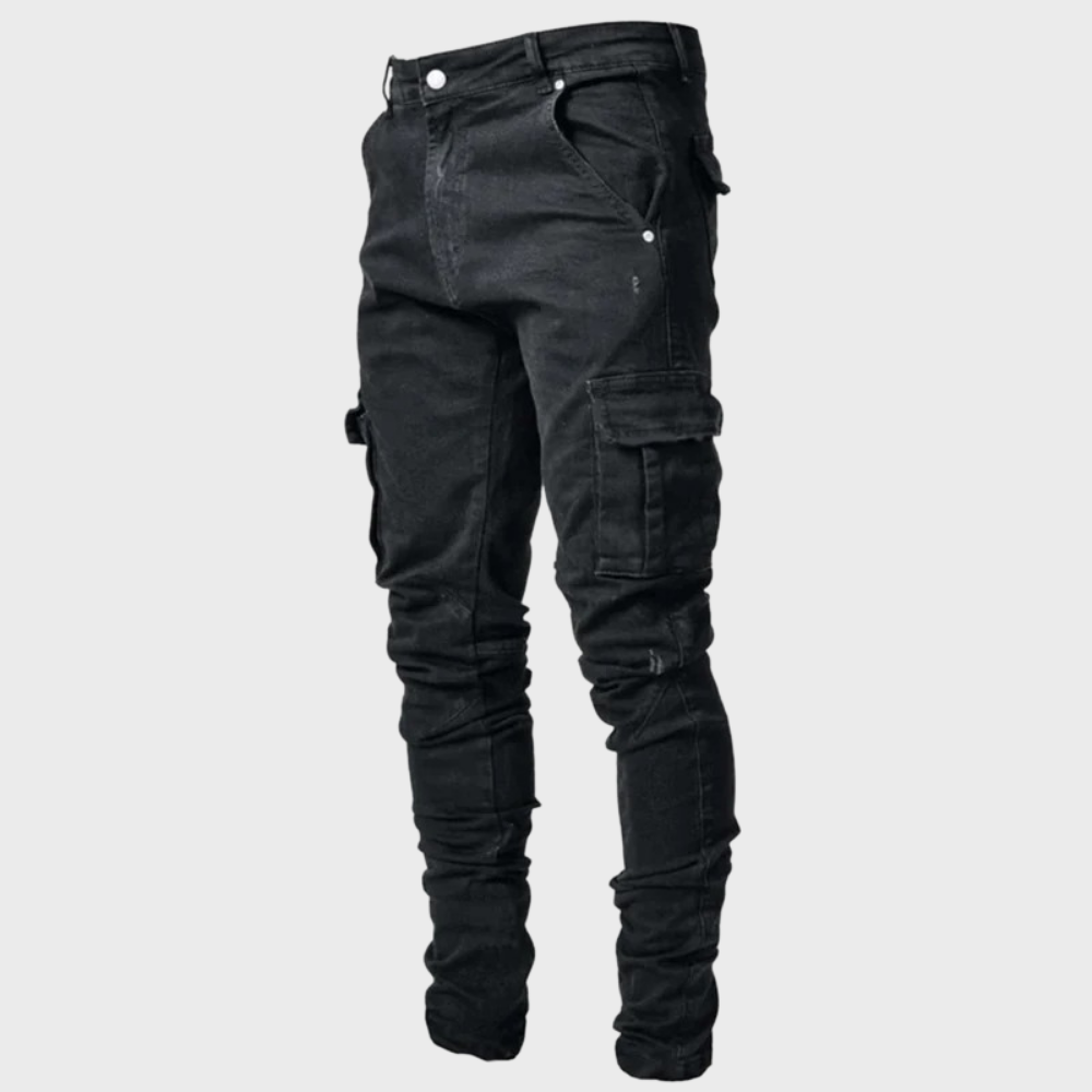 Heren Cargo Jeans Zwart Slim Fit - StudioMarella