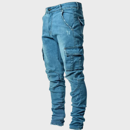 Heren Cargo Jeans Zwart Slim Fit