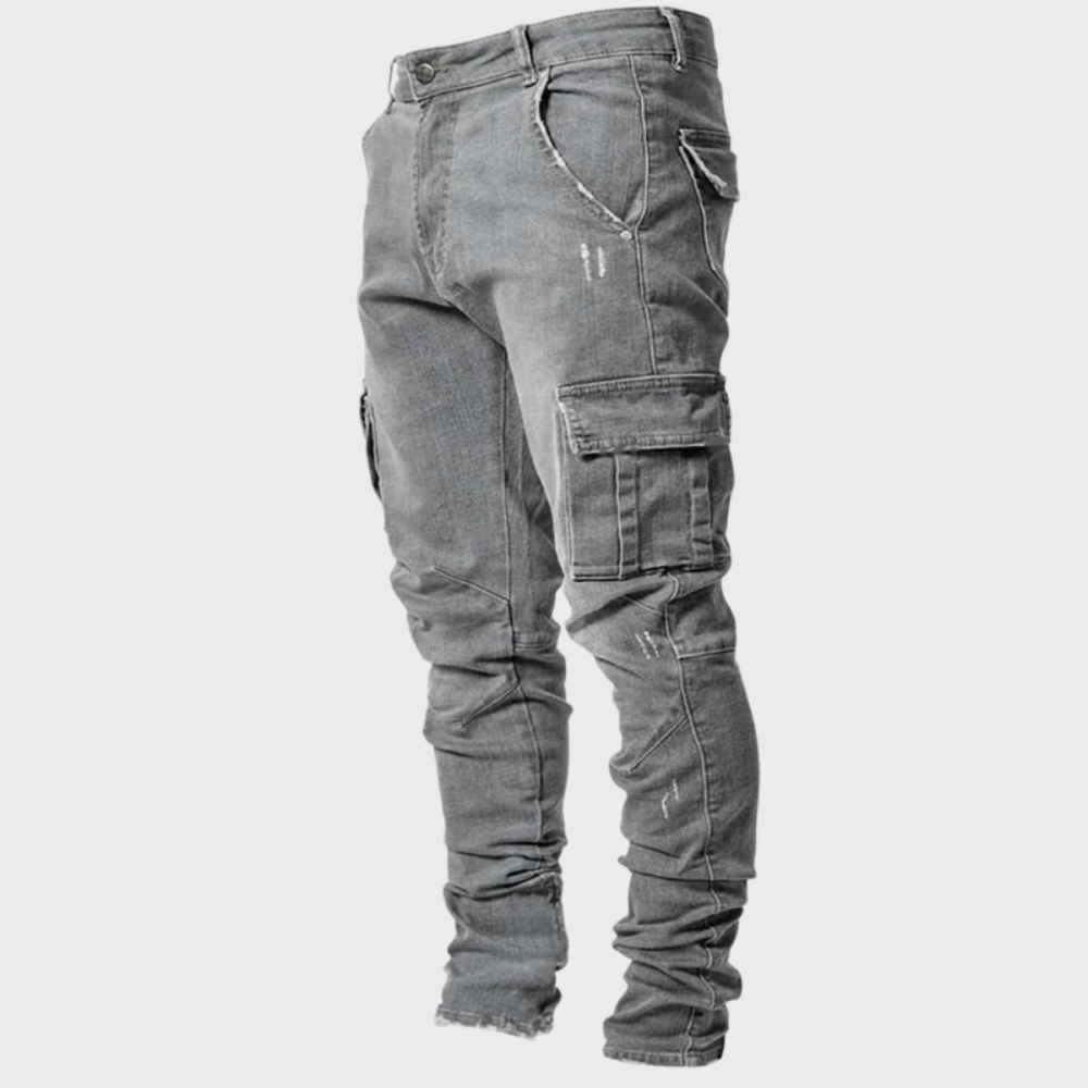 Heren Cargo Jeans Zwart Slim Fit