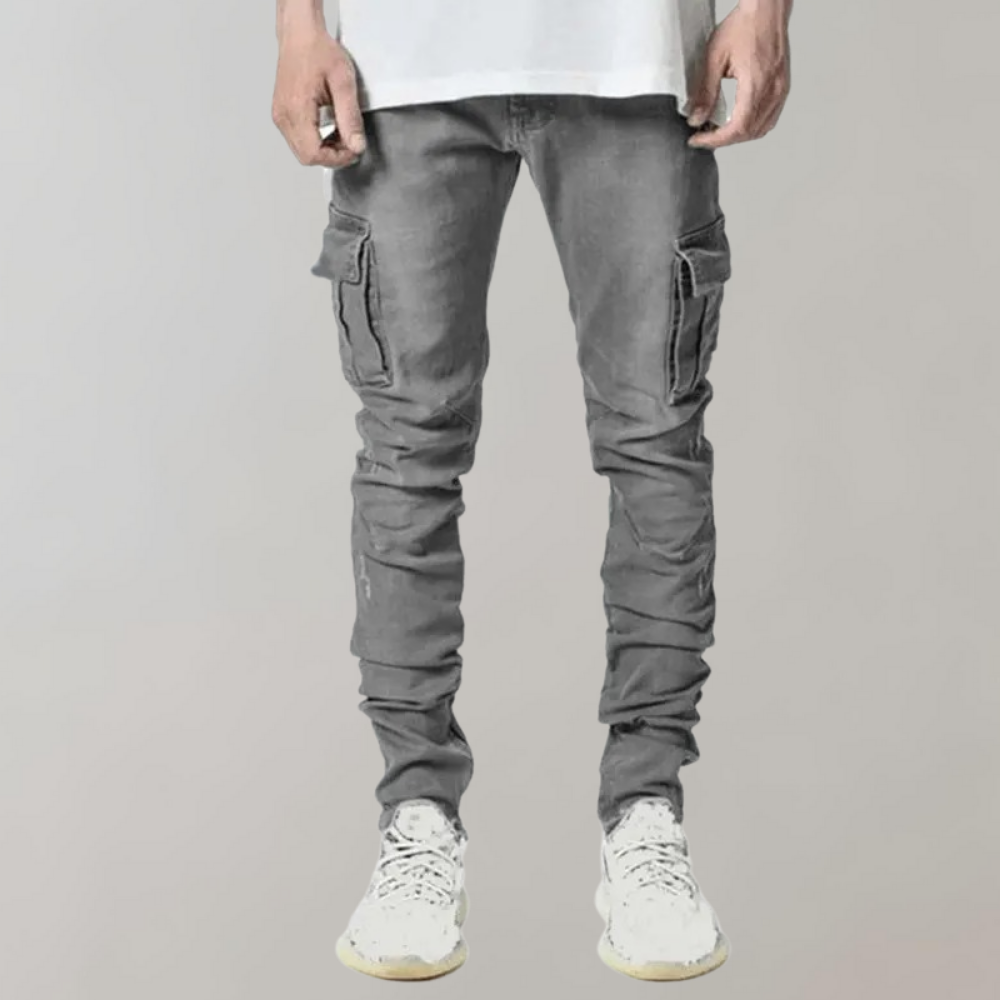 Heren Cargo Jeans Zwart Slim Fit
