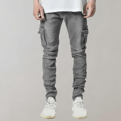 Heren Cargo Jeans Zwart Slim Fit