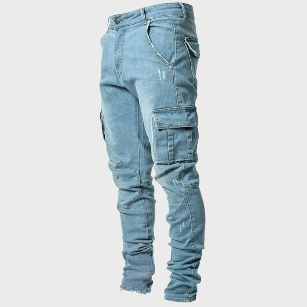Heren Cargo Jeans Zwart Slim Fit