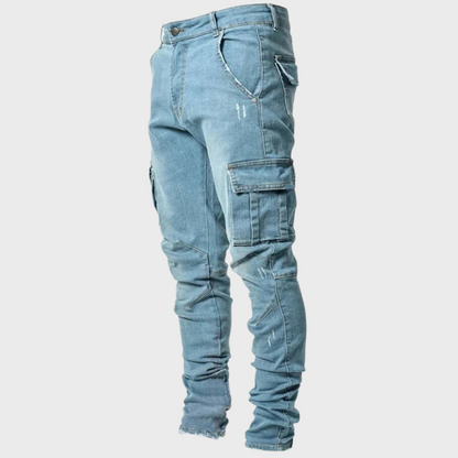 Heren Cargo Jeans Zwart Slim Fit