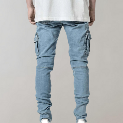 Heren Cargo Jeans Zwart Slim Fit