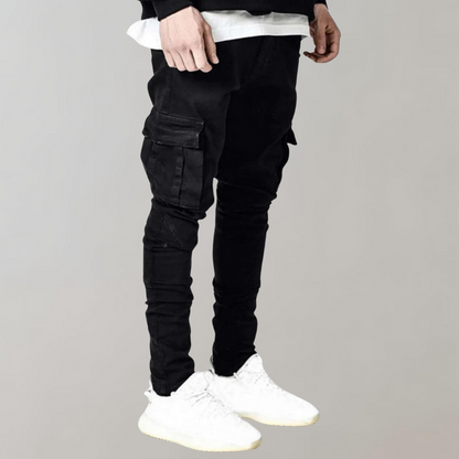 Heren Cargo Jeans Zwart Slim Fit