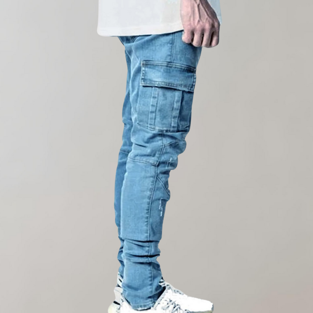Heren Cargo Jeans Zwart Slim Fit