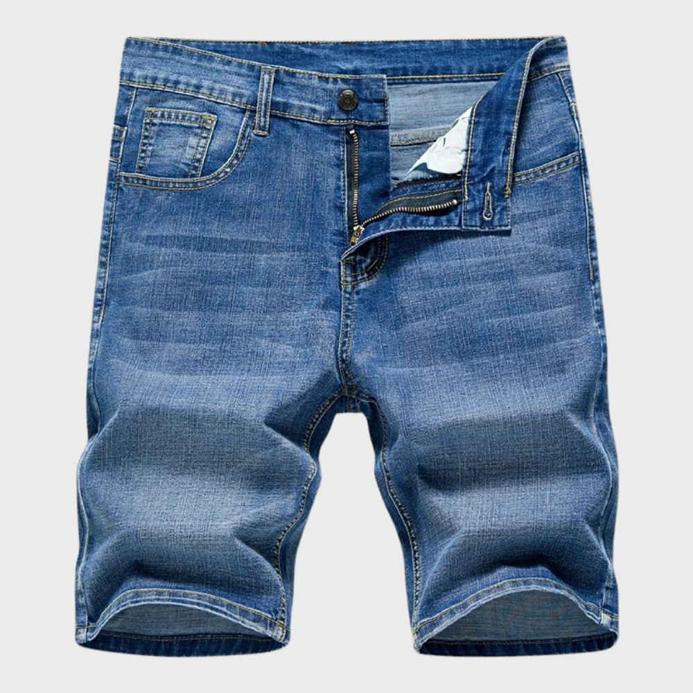 Heren Korte Jeans Broek Blauw Denim Short
