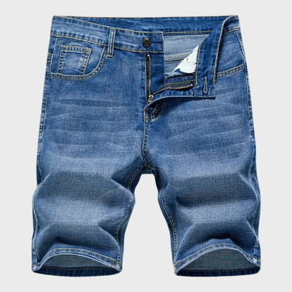 Heren Korte Jeans Broek Blauw Denim Short