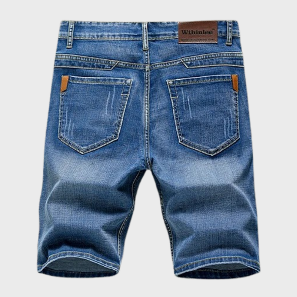 Heren Korte Jeans Broek Blauw Denim Short
