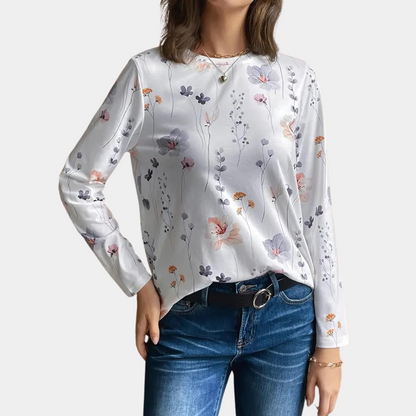 Dames Zomerjurk Bloemenprint Lange Mouw Jurk Model