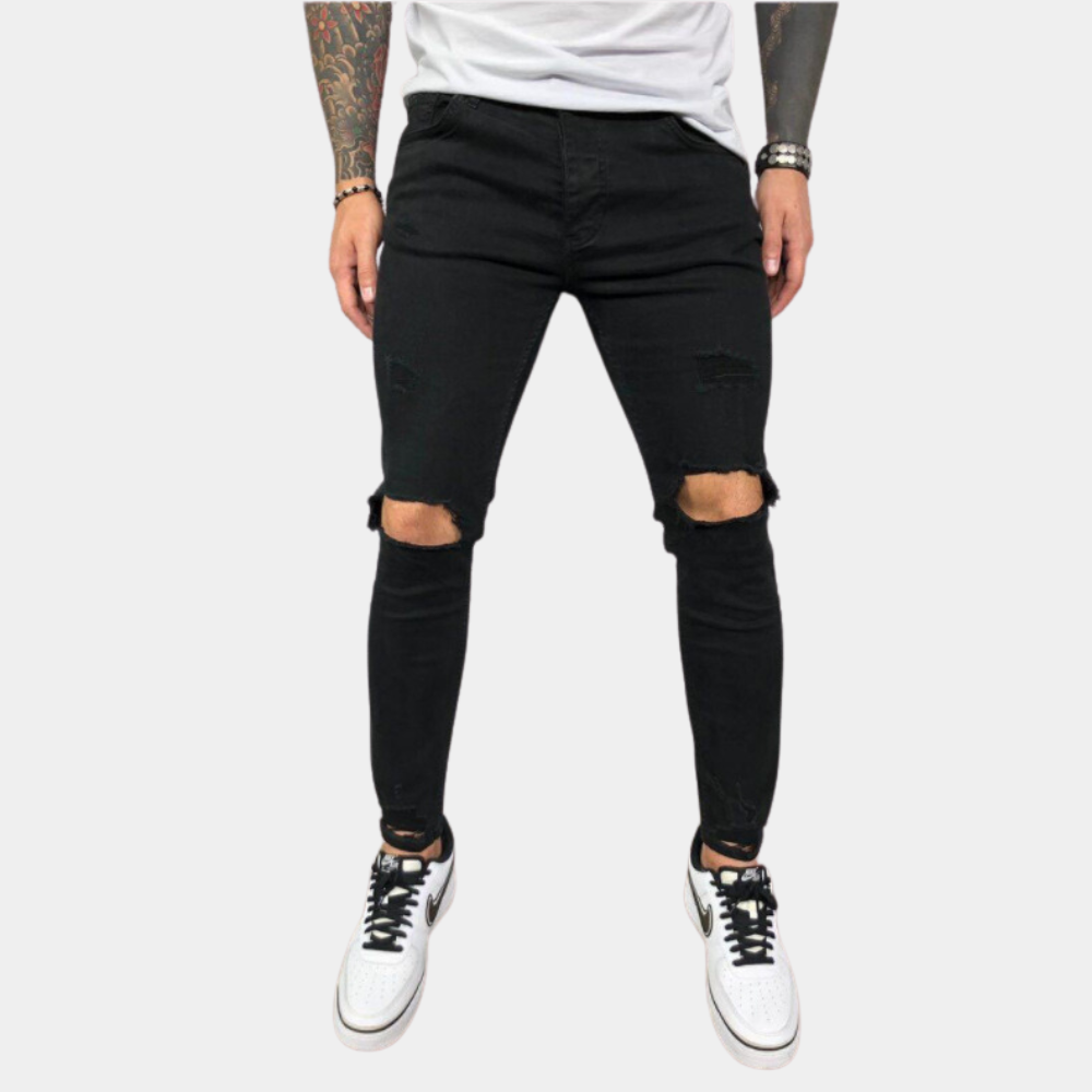 Heren Skinny Jeans Zwart Elastisch Stretch