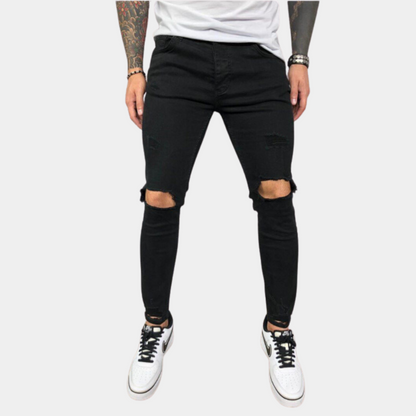 Heren Skinny Jeans Zwart Elastisch Stretch