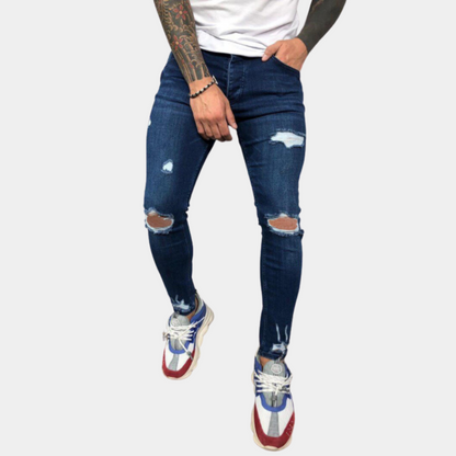Heren Skinny Jeans Zwart Elastisch Stretch