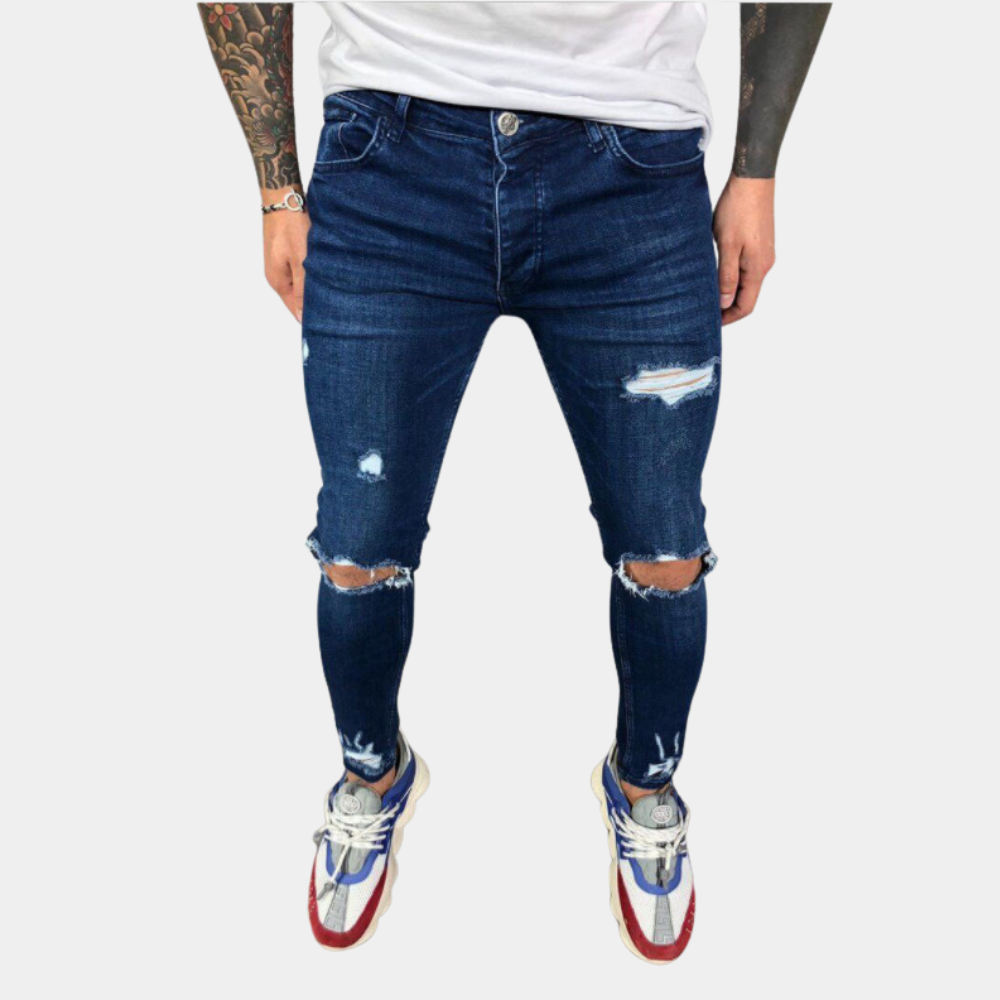 Heren Skinny Jeans Zwart Elastisch Stretch