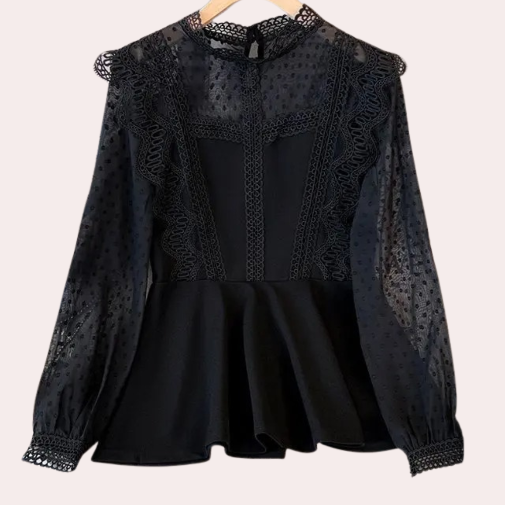 Damesblouse Zwart Elegante Knoopsluiting Stijlvol - StudioMarella