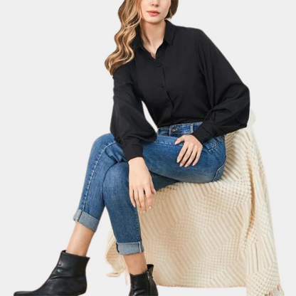 Dames Blouse Korte Pofmouwen Elegante Stijl