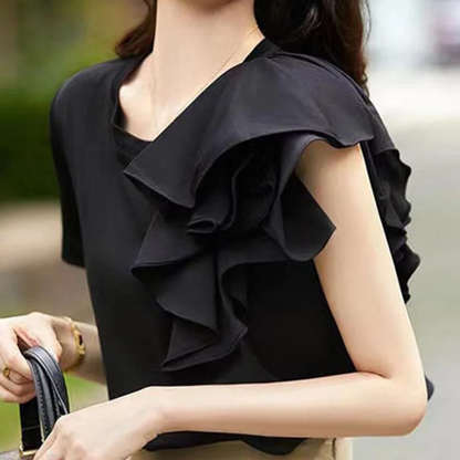 Dames Top Asymmetrisch Ruches Zomerjurk Stijl