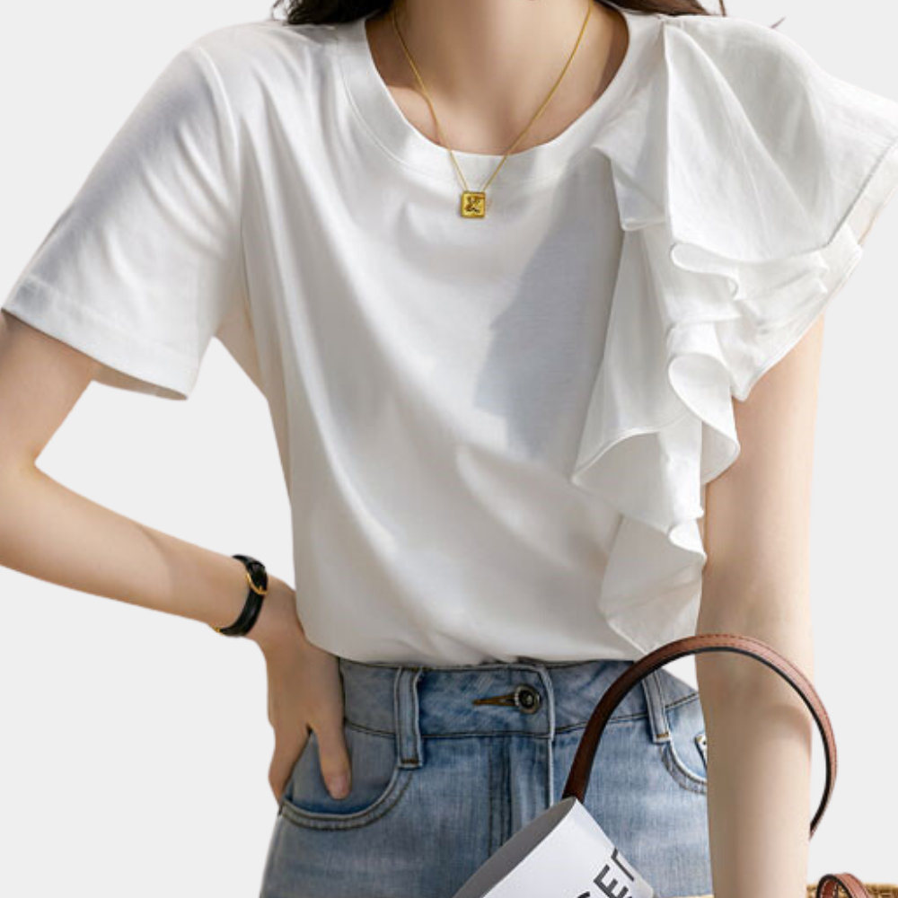 Dames Top Asymmetrisch Ruches Zomerjurk Stijl