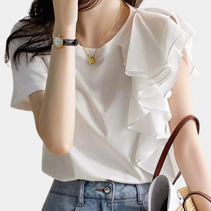 Dames Top Asymmetrisch Ruches Zomerjurk Stijl